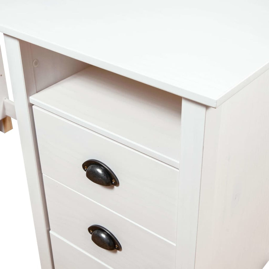 Bureau Hill 150X50X74 Cm Massief Grenenhout Wit