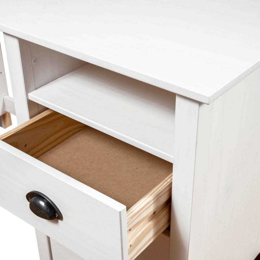Bureau Hill 150X50X74 Cm Massief Grenenhout Wit