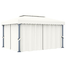 Prieel Met Gordijn Aluminium Crème 4 x 3 m Wit