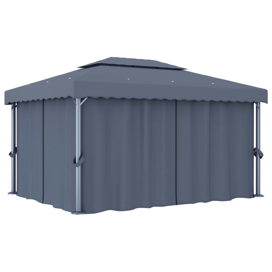 Prieel Met Gordijn Aluminium 4 x 3 m Antraciet