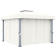 Prieel Met Gordijn Aluminium Crème 3 x 3 m Wit