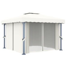 Prieel Met Gordijn Aluminium Crème 3 x 3 m Wit