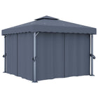 Gazebo with curtain 3x3 m aluminum anthracite
