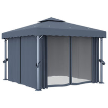 Prieel Met Gordijn Aluminium 3 x 3 m Antraciet
