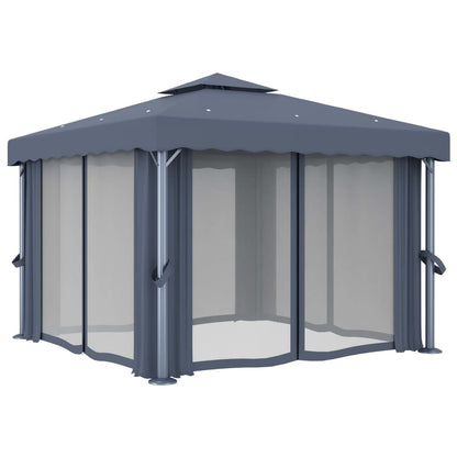 Prieel Met Gordijn Aluminium 3 x 3 m Antraciet