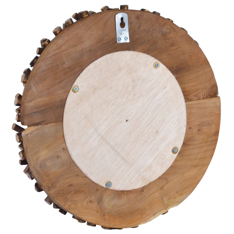 Wandspiegel rond 40 cm teakhout