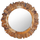 Wall mirror round 60 cm teak wood