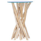 Salontafel 35x50 cm massief teakhout glas