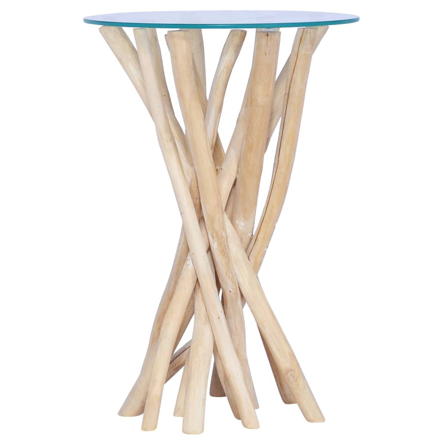 Salontafel Met Glazen Blad 35X50 Cm Massief Teakhout