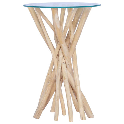 Salontafel Met Glazen Blad 35X50 Cm Massief Teakhout