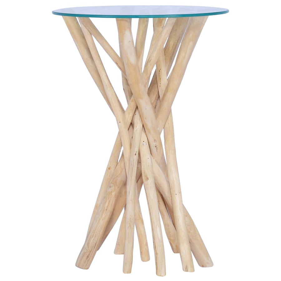 Salontafel Met Glazen Blad 35X50 Cm Massief Teakhout