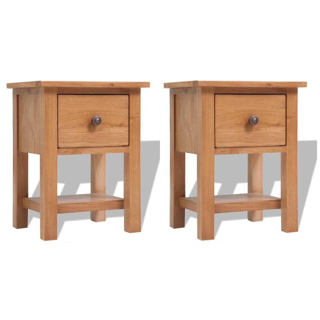 Nachtkastjes 2 St 36X30X47 Cm Massief Eikenhout