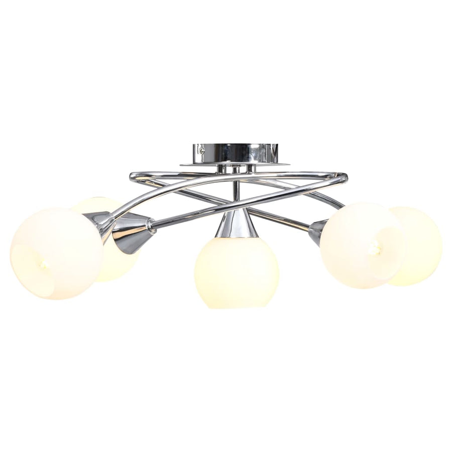 Plafondlamp Met Keramieken Bolvormige Kappen Voor 5Xe14 Wit
