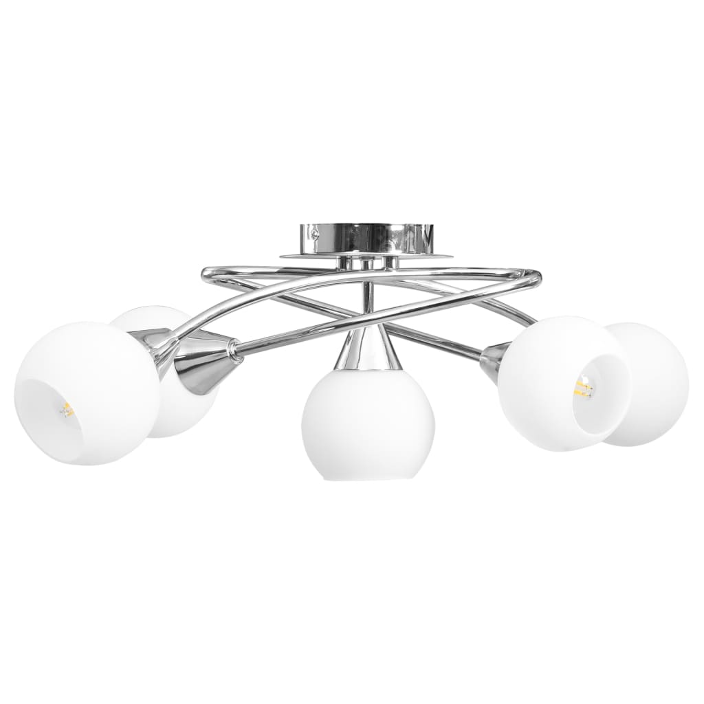 Plafondlamp Met Keramieken Bolvormige Kappen Voor 5Xe14 Wit