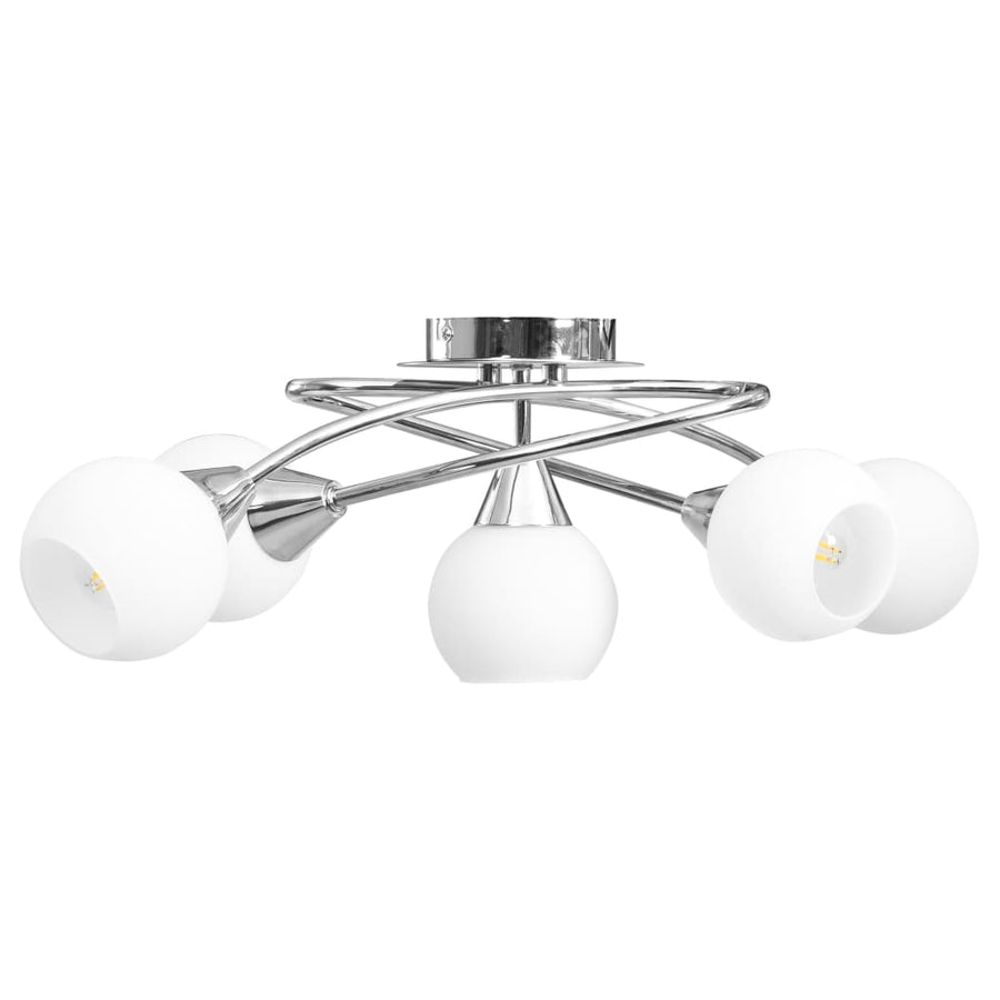 Plafondlamp Met Keramieken Bolvormige Kappen Voor 5Xe14 Wit
