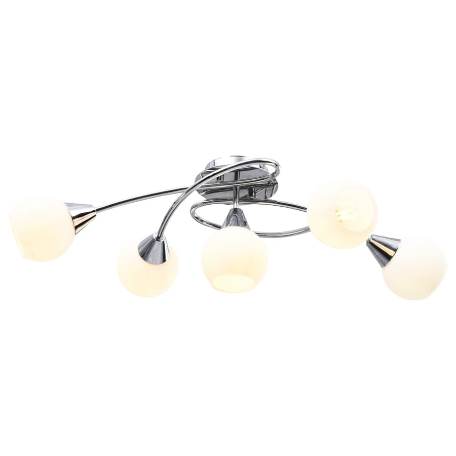 Plafondlamp Met Keramieken Bolvormige Kappen Voor 5Xe14 Wit