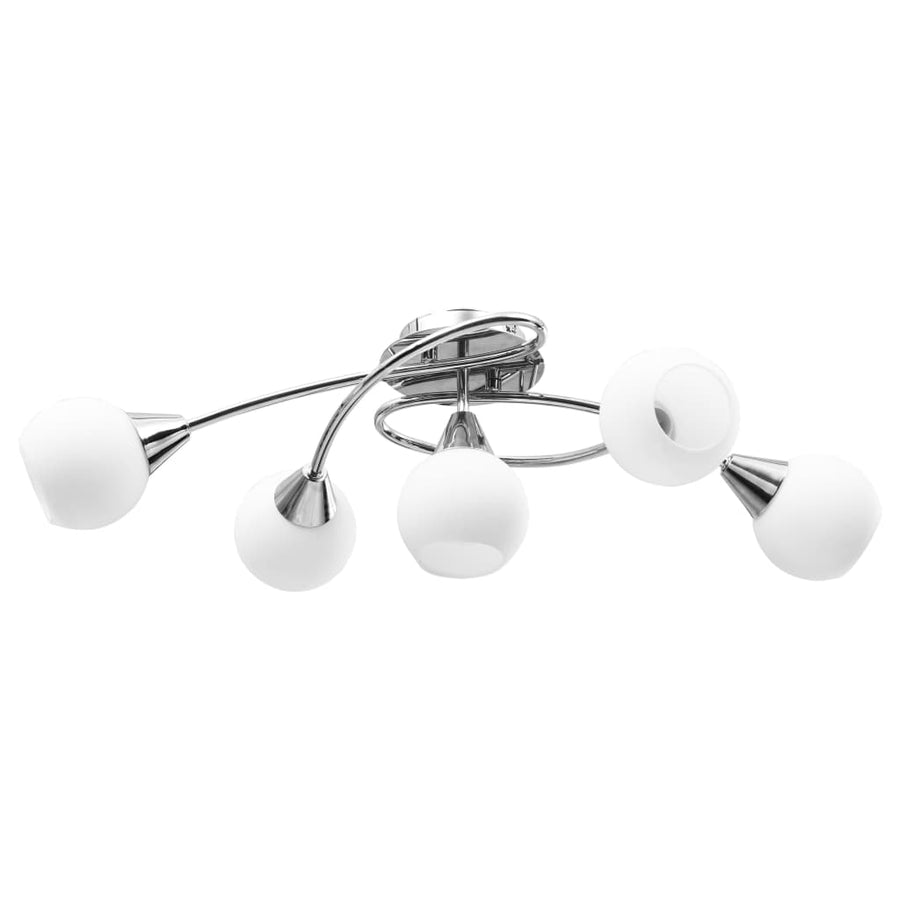 Plafondlamp Met Keramieken Bolvormige Kappen Voor 5Xe14 Wit