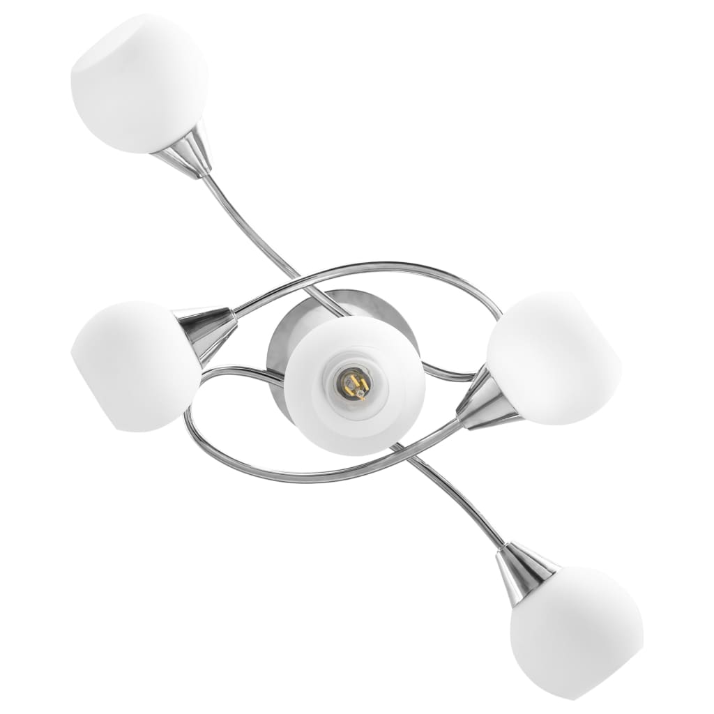 Plafondlamp Met Keramieken Bolvormige Kappen Voor 5Xe14 Wit