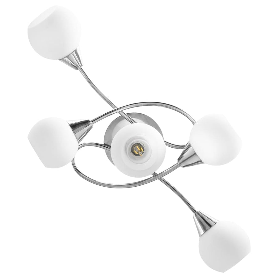 Plafondlamp Met Keramieken Bolvormige Kappen Voor 5Xe14 Wit