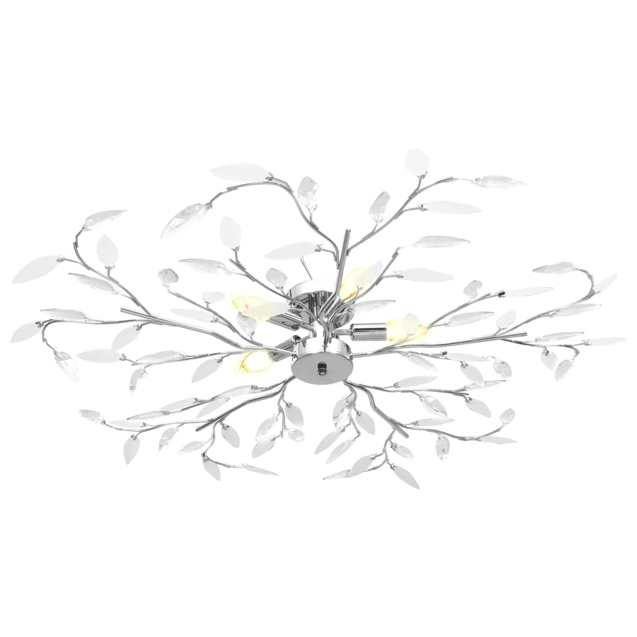 Plafondlamp Met Acryl Kristallen Bladarmen Voor 5Xe14 Wit