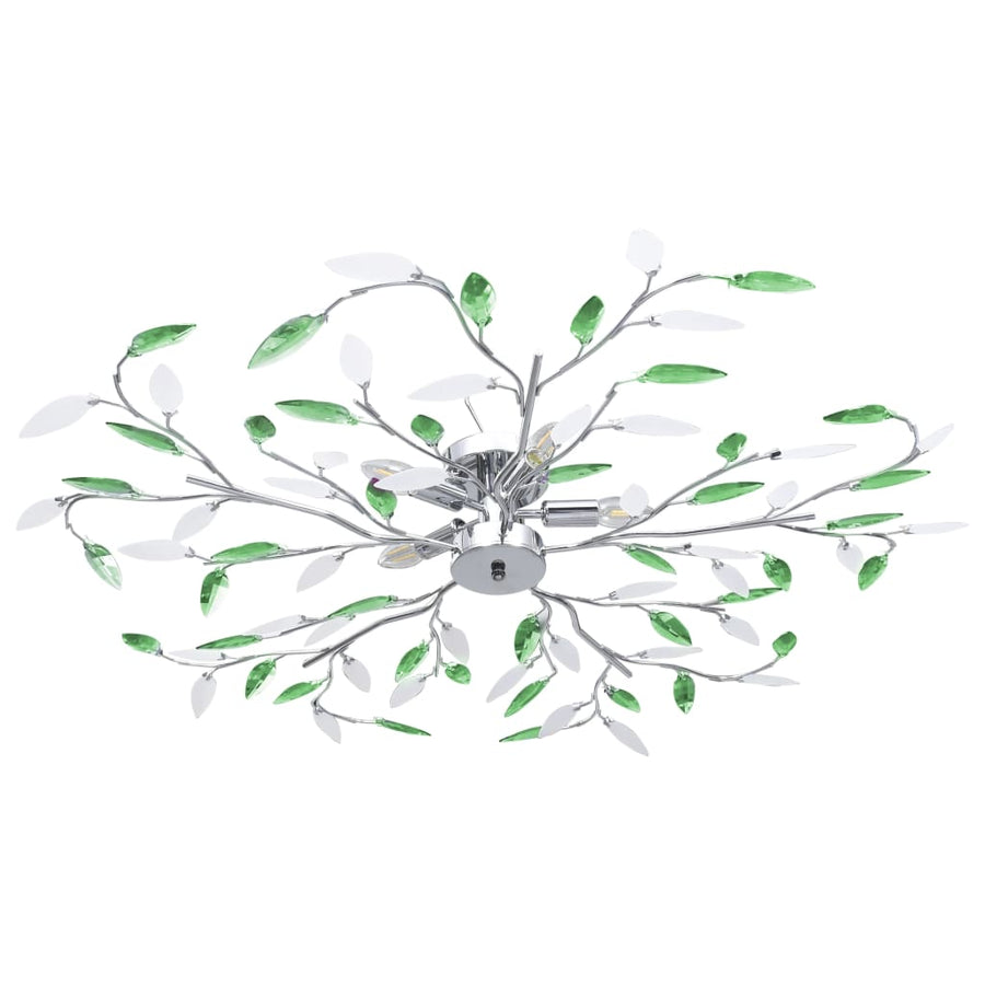 Plafondlamp Met Acryl Kristallen Bladarmen Voor 5Xe14 Groen
