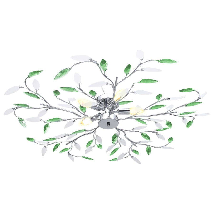 Plafondlamp Met Acryl Kristallen Bladarmen Voor 5Xe14 Groen