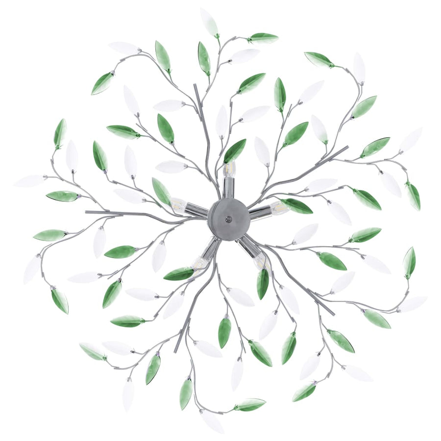 Plafondlamp Met Acryl Kristallen Bladarmen Voor 5Xe14 Groen
