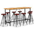 9-piece Bar Set Solid Acacia Wood and Genuine Leather