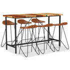 7-piece Bar Set Solid Reclaimed Wood and Genuine Leather