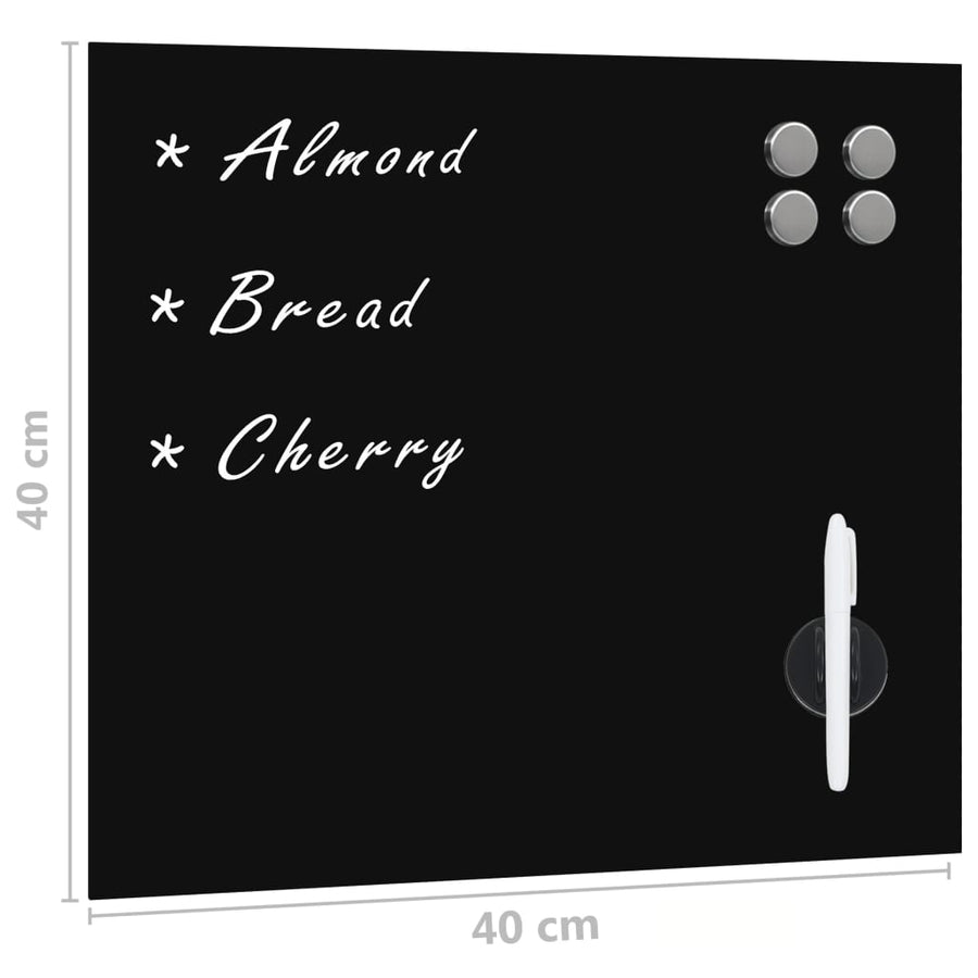 Magneetbord Voor Aan De Wand 40X40 Cm Glas 40 x 40 cm Zwart met accessoires