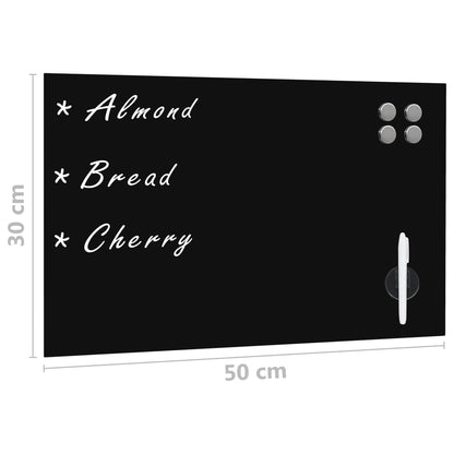 Magneetbord Wandmontage 50X30 Cm Glas 50 x 30 cm Zwart met accessoires