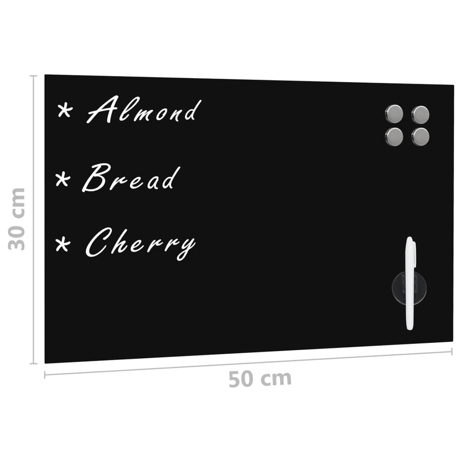 Magneetbord Wandmontage 50X30 Cm Glas 50 x 30 cm Zwart met accessoires