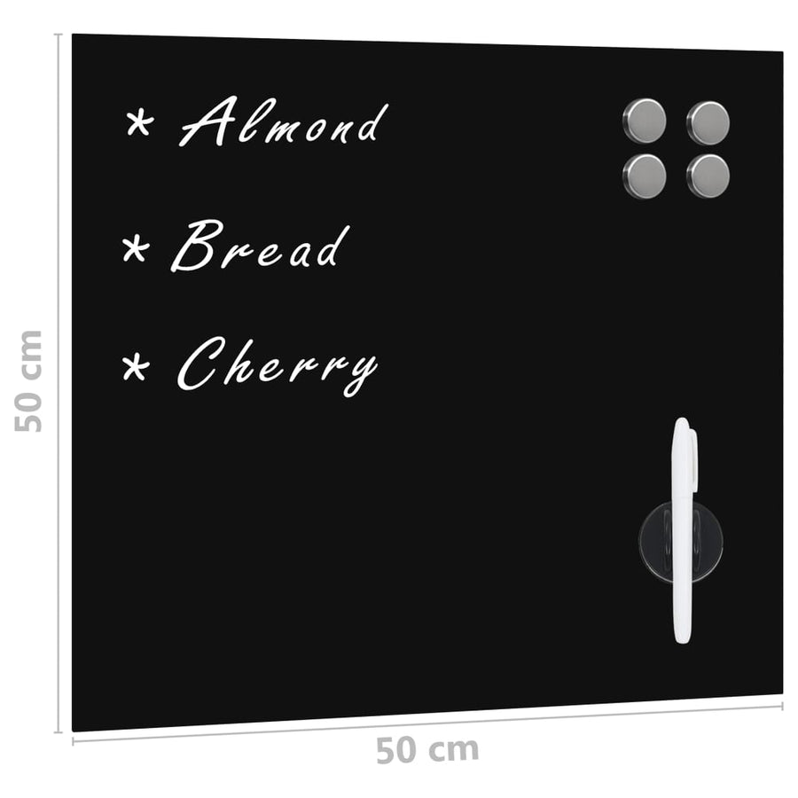 Magneetbord Wandmontage 50X50 Cm Glas 50 x 50 cm Zwart met accessoires
