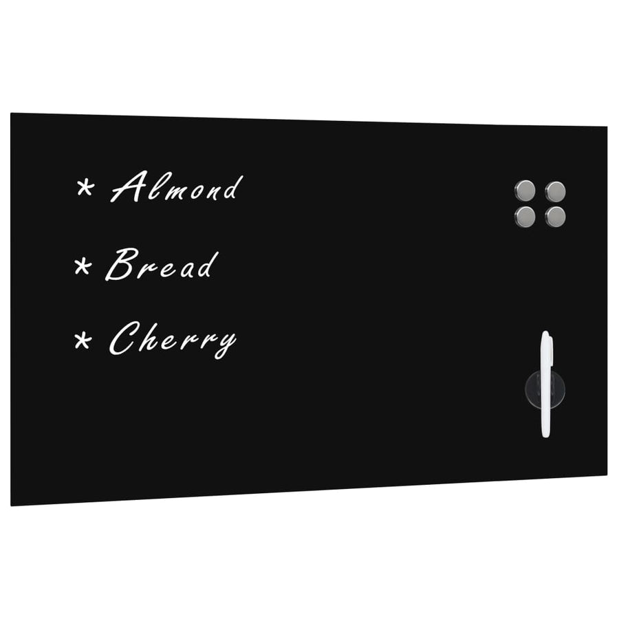 Magneetbord Wandmontage 120X60 Cm Glas 120 x 60 cm Zwart met accessoires