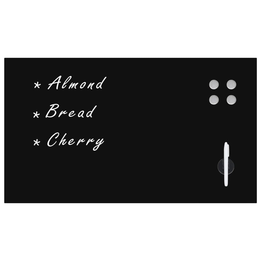 Magneetbord Wandmontage 120X60 Cm Glas 120 x 60 cm Zwart met accessoires