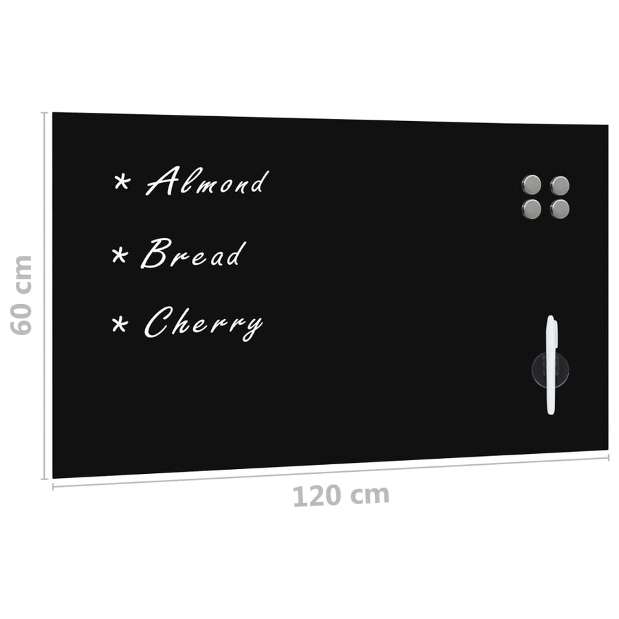 Magneetbord Wandmontage 120X60 Cm Glas 120 x 60 cm Zwart met accessoires