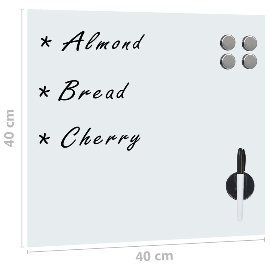 Magneetbord Voor Aan De Wand 40X40 Cm Glas 40 x 40 cm Wit met accessoires