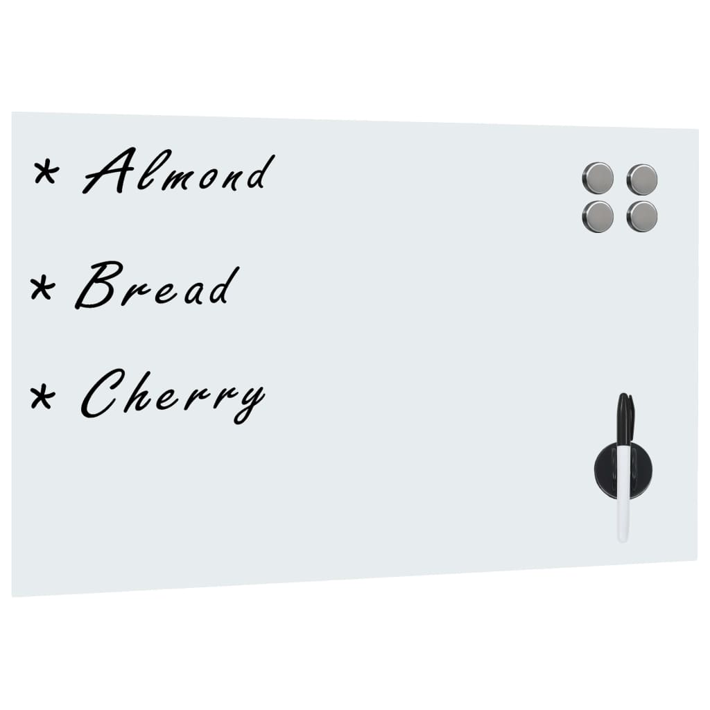 Magneetbord Wandmontage 50X30 Cm Glas 50 x 30 cm Wit met accessoires
