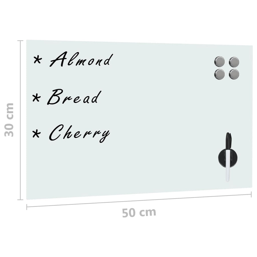 Magneetbord Wandmontage 50X30 Cm Glas 50 x 30 cm Wit met accessoires