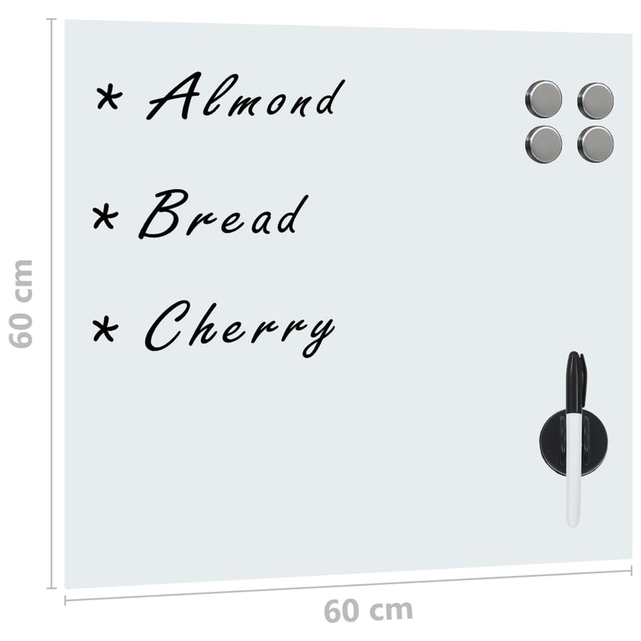 Magneetbord Voor Aan De Wand 60X60 Cm Glas 60 x 60 cm Wit met accessoires