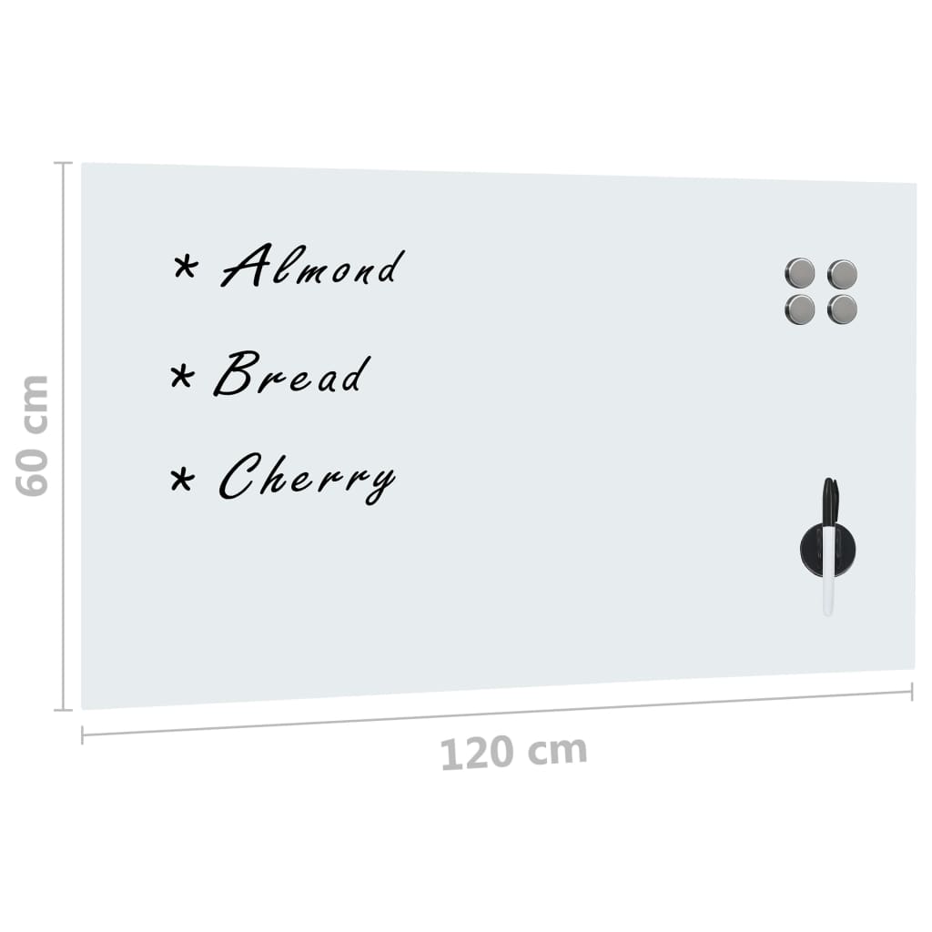 Magneetbord Wandmontage 120X60 Cm Glas 120 x 60 cm Wit met accessoires