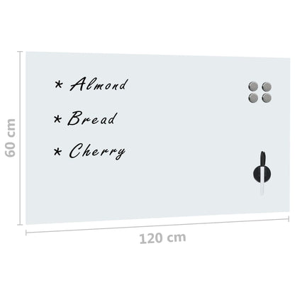 Magneetbord Wandmontage 120X60 Cm Glas 120 x 60 cm Wit met accessoires