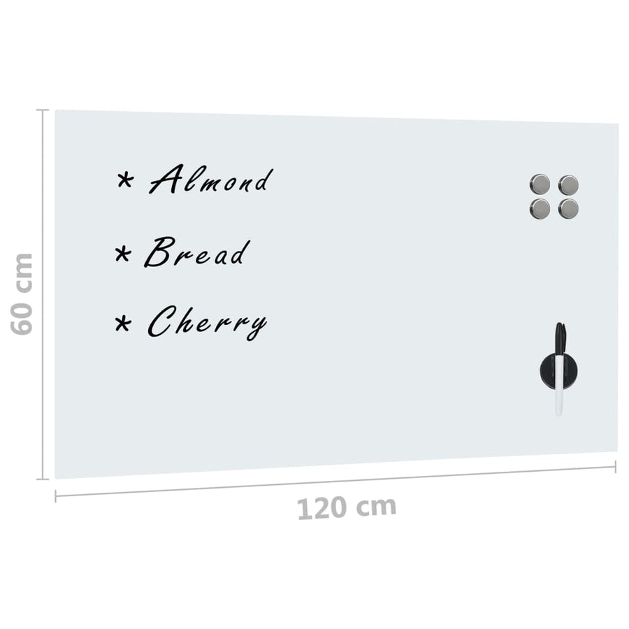 Magneetbord Wandmontage 120X60 Cm Glas 120 x 60 cm Wit met accessoires