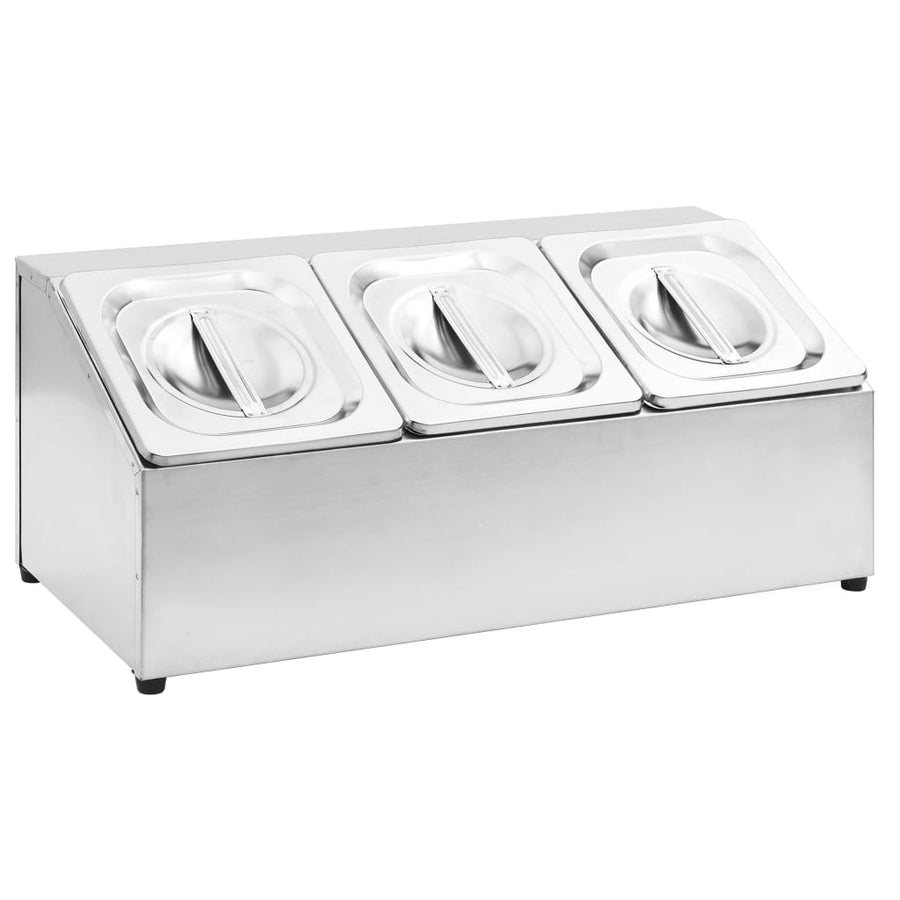 Gastronormbakkenhouder Met 3 Gn 1/6 Bakken Roestvrij Staal 22.5 x 49.7 x 21.5 cm