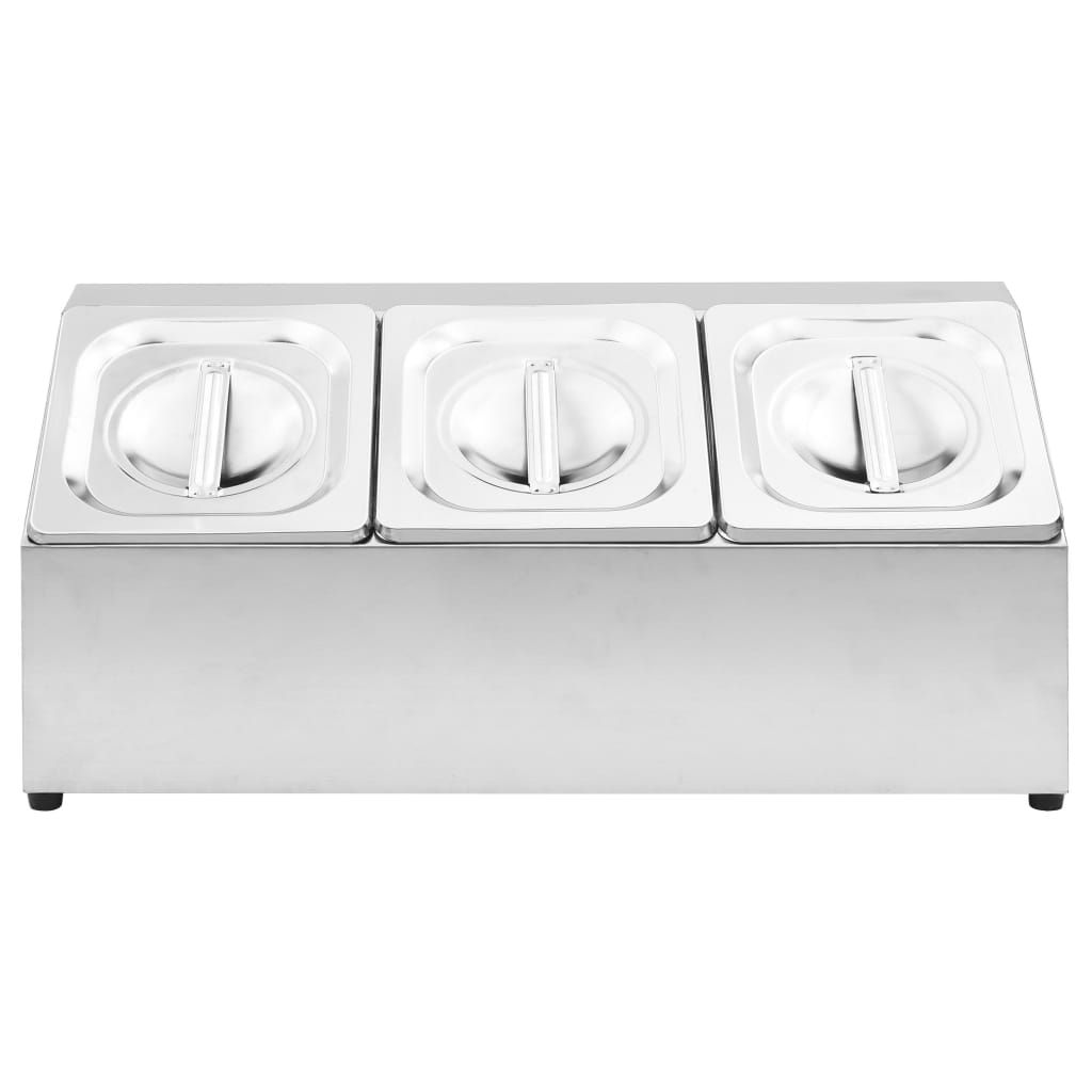 Gastronormbakkenhouder Met 3 Gn 1/6 Bakken Roestvrij Staal 22.5 x 49.7 x 21.5 cm