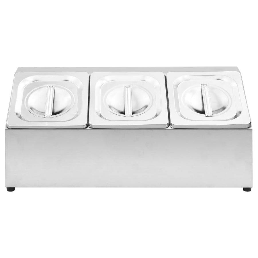 Gastronormbakkenhouder Met 3 Gn 1/6 Bakken Roestvrij Staal 22.5 x 49.7 x 21.5 cm
