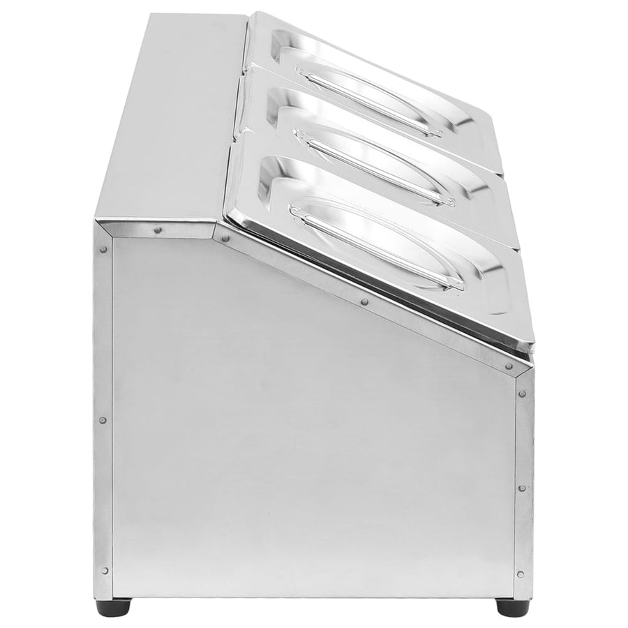 Gastronormbakkenhouder Met 3 Gn 1/6 Bakken Roestvrij Staal 22.5 x 49.7 x 21.5 cm