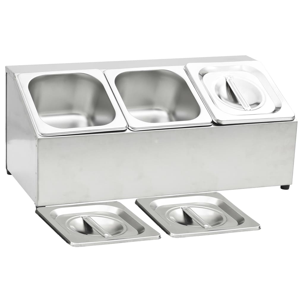 Gastronormbakkenhouder Met 3 Gn 1/6 Bakken Roestvrij Staal 22.5 x 49.7 x 21.5 cm