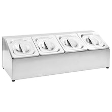 Gastronormbakkenhouder Met 4 Gn 1/6 Bakken Roestvrij Staal 22.5 x 66 x 21.5 cm