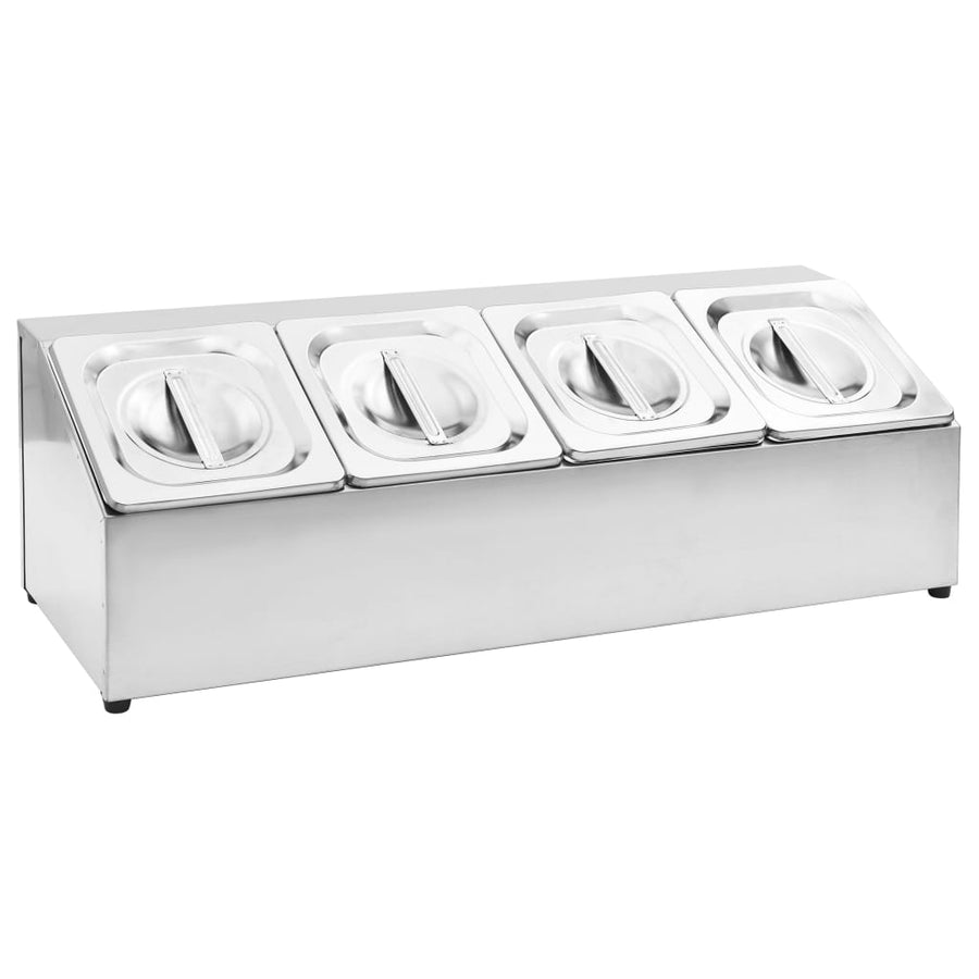 Gastronormbakkenhouder Met 4 Gn 1/6 Bakken Roestvrij Staal 22.5 x 66 x 21.5 cm